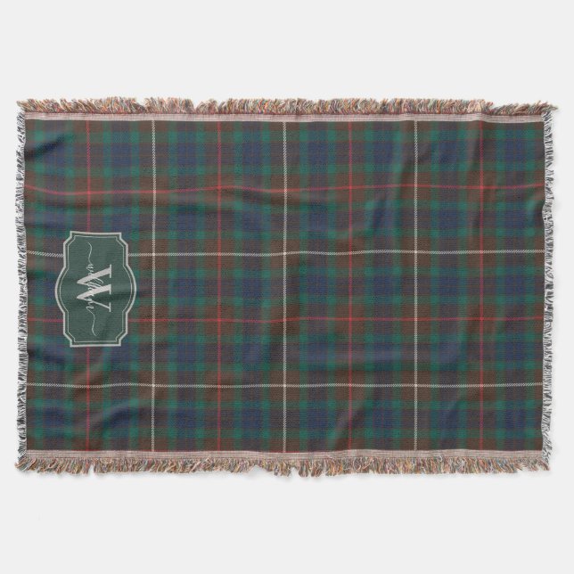 Cobertor Tartan de Caça Fraser Plaid Monograma Clã Escocês (Frente)