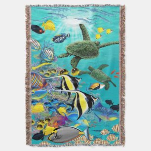 Cobertor Tartaruga de mar tropical havaiana dos peixes da