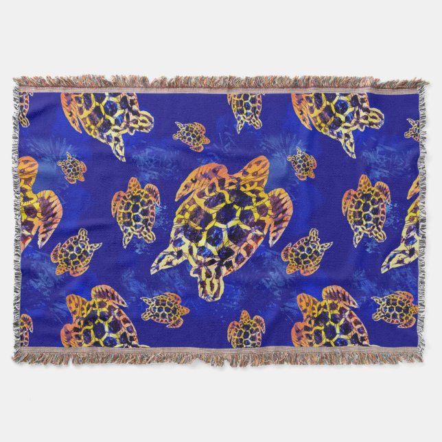 Cobertor Tartarugas marinhas Batik Arte Africana (Frente)