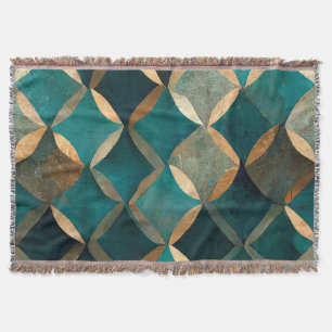Cobertor teal dourado geométrico luxuoso clássico elegante