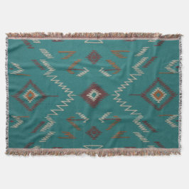 Cobertor Teal Southwest Navajo Geometric