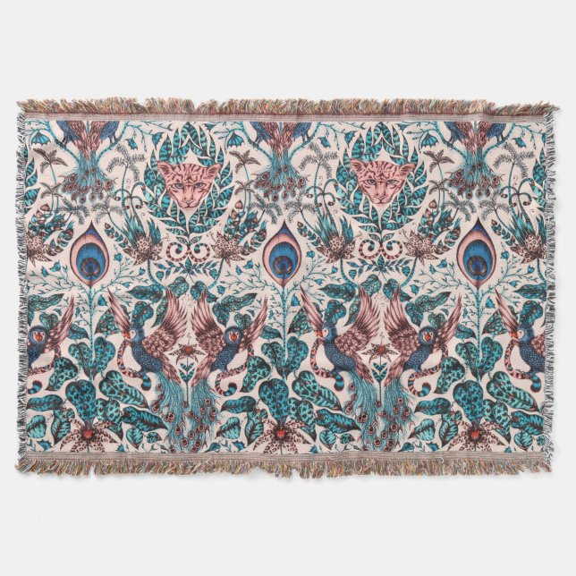 Cobertor tecido de animais da selva inspirado pela chinoise (Frente)