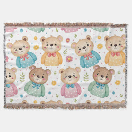 Cobertor Teddy bear and flowers