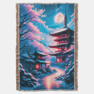 Cobertor Templo de Neve e Flores (Yukizakura no Tera)