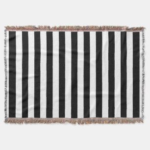 Cobertor Tendy Black and White Wide Horizontal Stripes