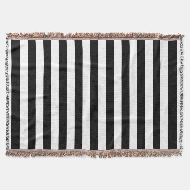 Cobertor Tendy Black and White Wide Horizontal Stripes (Frente)