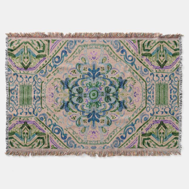 Cobertor Terra Escura Damask-y Quatrefoil (Frente)