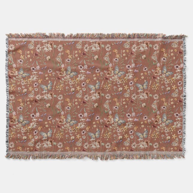 Cobertor Terracotta Boho Floral (Frente)