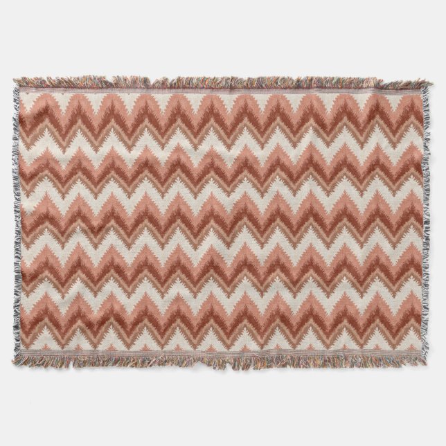 Cobertor Terracotta Boho Zigzag - Crocante Russo (Frente)