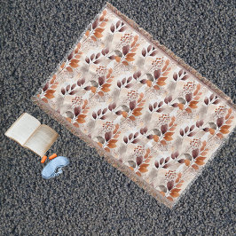 Cobertor Terracotta e Folhas de Quedas de Borgonha | Boho A