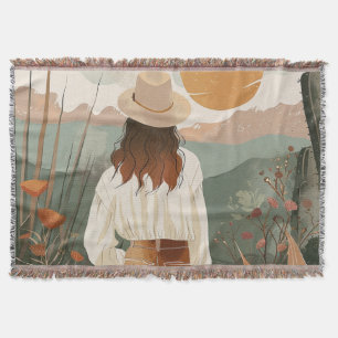 Cobertor Terracotta Sage Boho Vale do Deserto Pôr do Sol