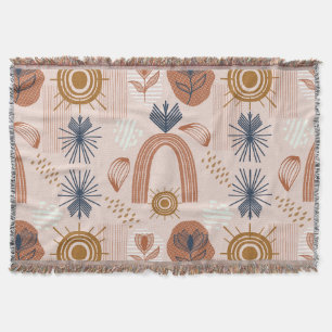 Cobertor Terracotta Sunrise: Boho Harmony, Rosa Esbranquiça