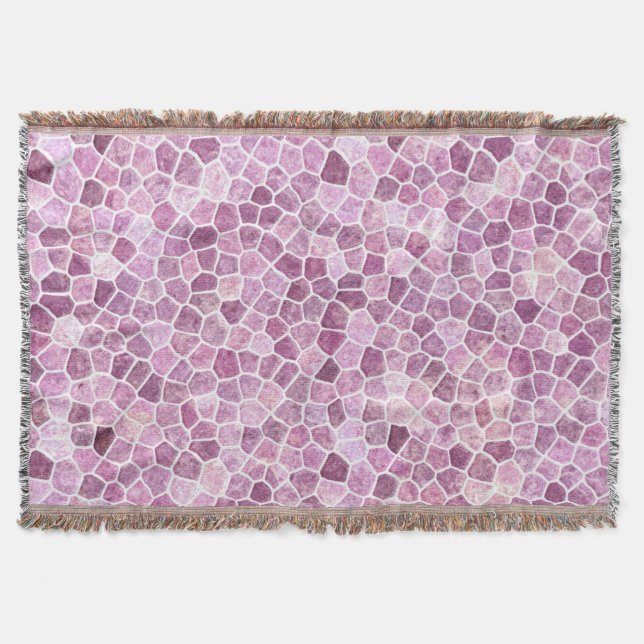 Cobertor Terrazo Xadrezado com Remendos Rosa Pálido (Frente)