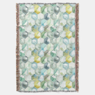 Cobertor Teste padrão azul & verde de Honycomb do Aquarelle
