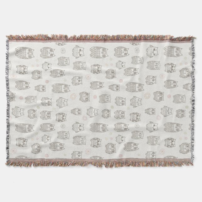 Cobertor Teste padrão com corujas (Frente)