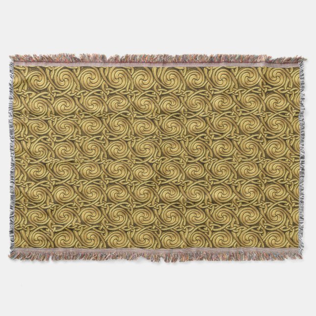 Cobertor Teste padrão de nós espiral celta dourado (Frente)