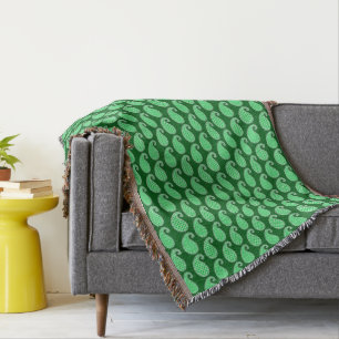 Cobertor Teste padrão de Paisley, verde esmeralda e branco