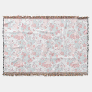 Cobertor teste padrão do kawaii com doodle