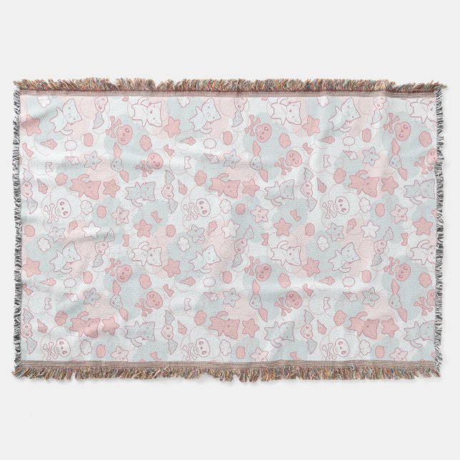 Cobertor teste padrão do kawaii com doodle (Frente)