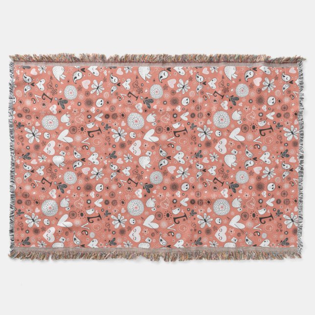 Cobertor Teste padrão dos pássaros do amor (Frente)