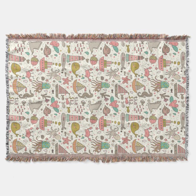 Cobertor Teste padrão engraçado do verão com navios (Frente)