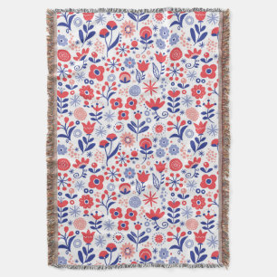 Cobertor Teste padrão floral azul & coral