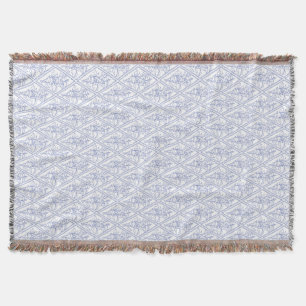 Cobertor Teste padrão floral branco azul do diamante da