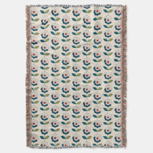Cobertor Teste padrão floral de turquesa retro