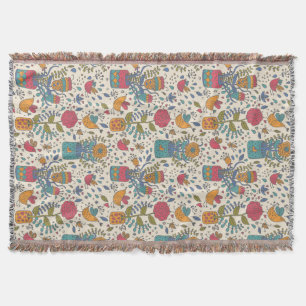 Cobertor Teste padrão floral dos desenhos animados com