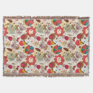 Cobertor Teste padrão floral no estilo retro 4