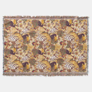 Cobertor Teste padrão floral tropical com tigre