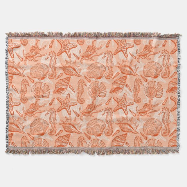 Cobertor Teste padrão tirado mão do mar (Frente)