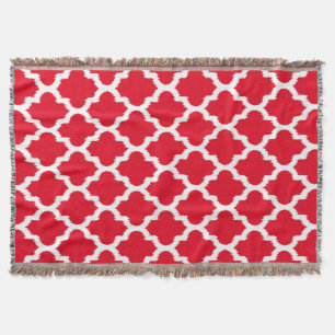 Cobertor Teste padrão vermelho & branco de Ikat Quatrefoil