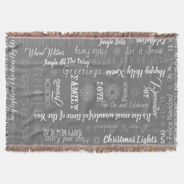 Cobertor Texto personalizável de Natal Sherpa Blanket (Frente)