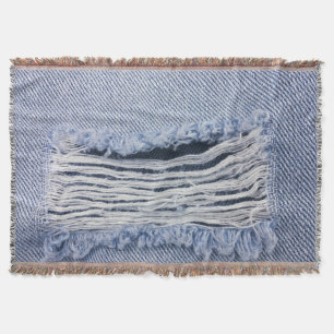Cobertor Textura de Jeans rasgados azuis claros