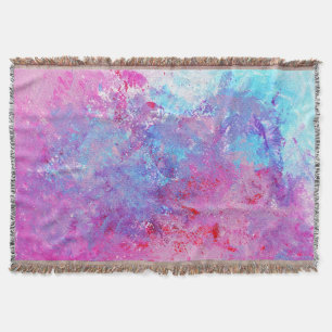 Cobertor Textura rosa-azul criativa, manchas de tinta.