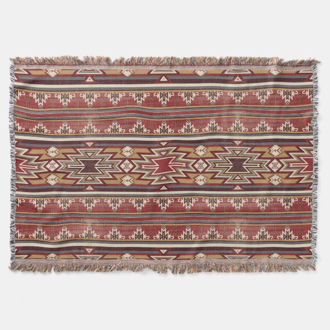 Cobertor Textura Têxtil Étnica Tribal Aztec América Nativa (Frente)