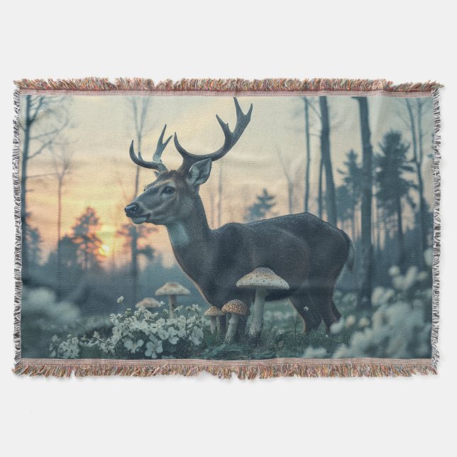 Cobertor The Spirit of the Deer at sunrise (Frente)