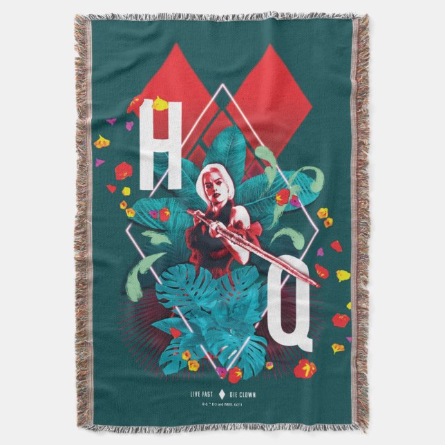 Cobertor The Suicide Squad | Harley Quinn Floral Diamond (Frente Vertical)