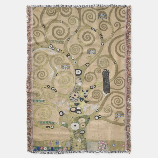 Cobertor The Tree of Life, Gustav Klimt OIl Painting  (Frente Vertical)
