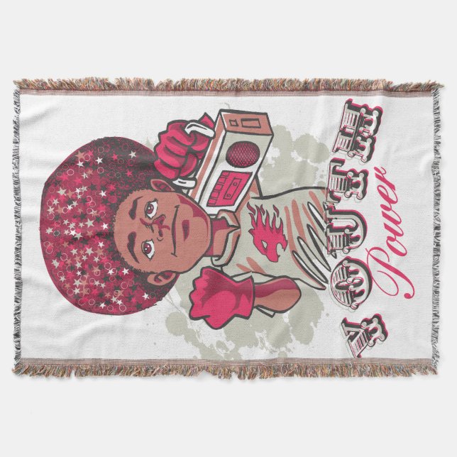 Cobertor Throw Blanket – YOUTH Power Afro & Boombox Urban (Frente)