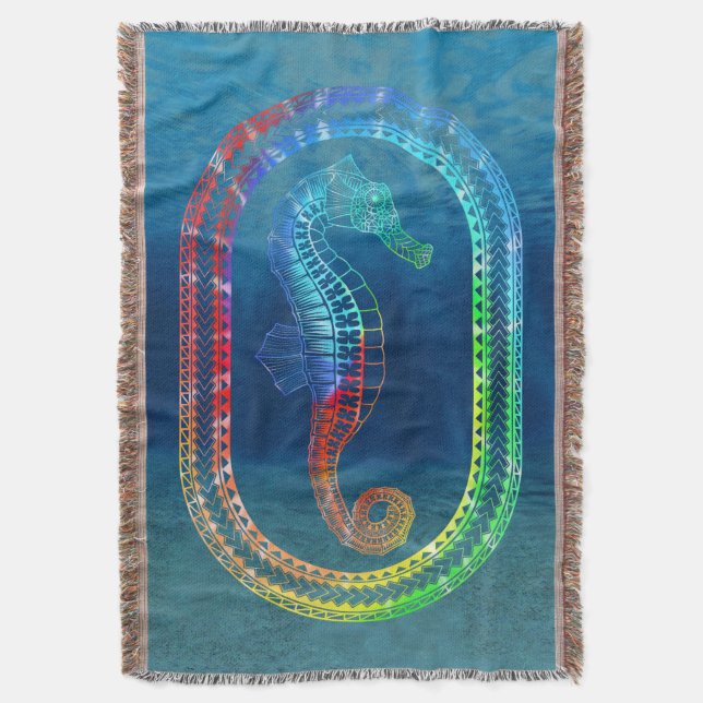 Cobertor Tie Dyed Tribal Seacavalo (Frente Vertical)