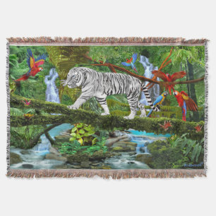 COBERTOR TIGRE BRANCO DA JUNGLE MÍSTICA