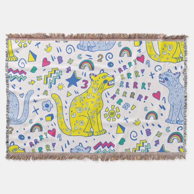 Cobertor Tigre infantil e padrão arco-íris (Frente)