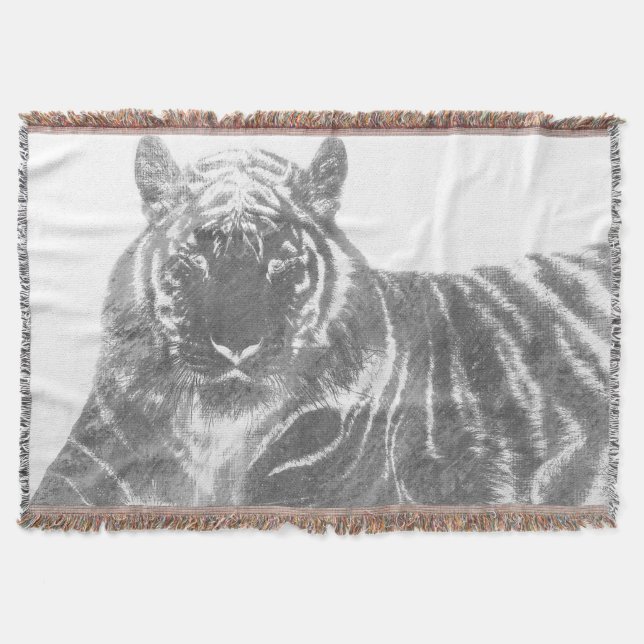 Cobertor Tigre Preto e Branco (Frente)
