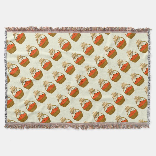 Cobertor tissée🍂 Panier de Citrouilles et Blé d'Automne (Frente)