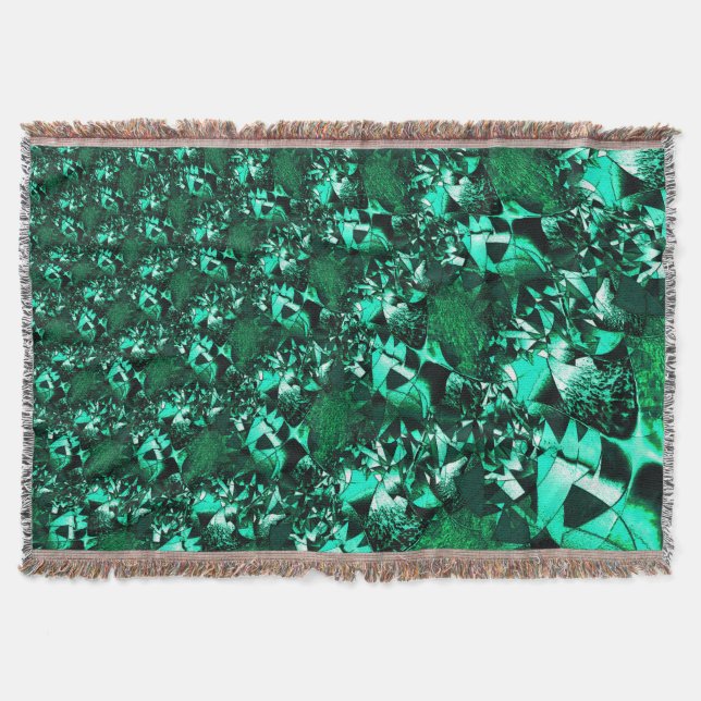 Cobertor Tons verdes brilhantes e semelhantes a gravuras (Frente)