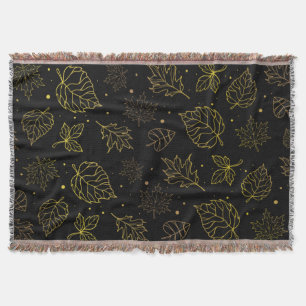 Cobertor Toque de folhas de Ouro Elegância em preto
