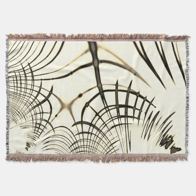 Cobertor Traços curvos castanho-castanho-rosado, fundo clar (Frente)