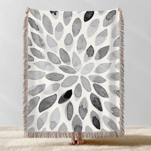 Cobertor Traços de pincel de aquarelas - preto e branco